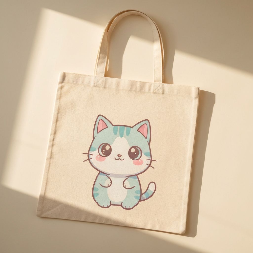 Chibi Cat Canvas Tote